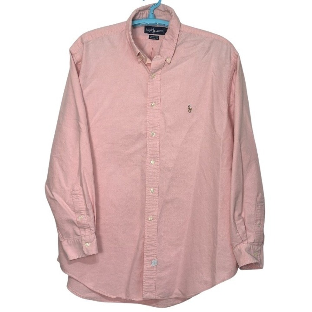 VTG Ralph Lauren Yarmouth Men Shirt Pink Oxford Multi-Color Pony Old Money 17-35